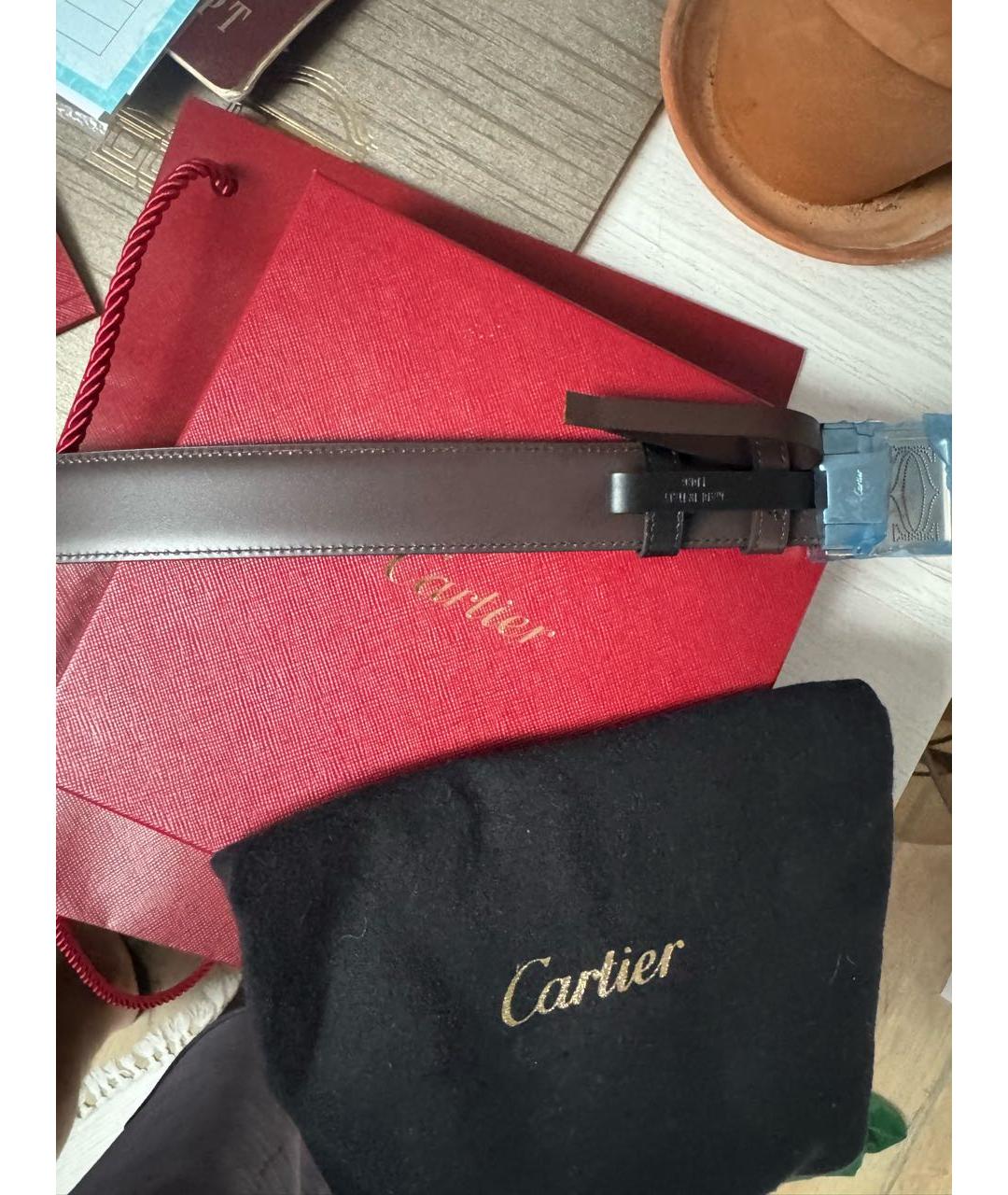 CARTIER Черный кожаный ремень, фото 3