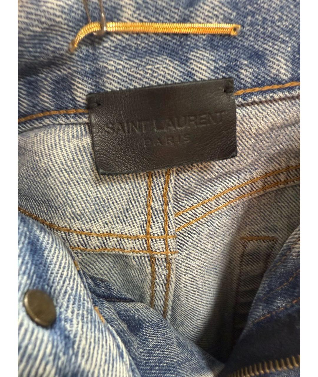 SAINT LAURENT Голубые хлопковые прямые джинсы, фото 3