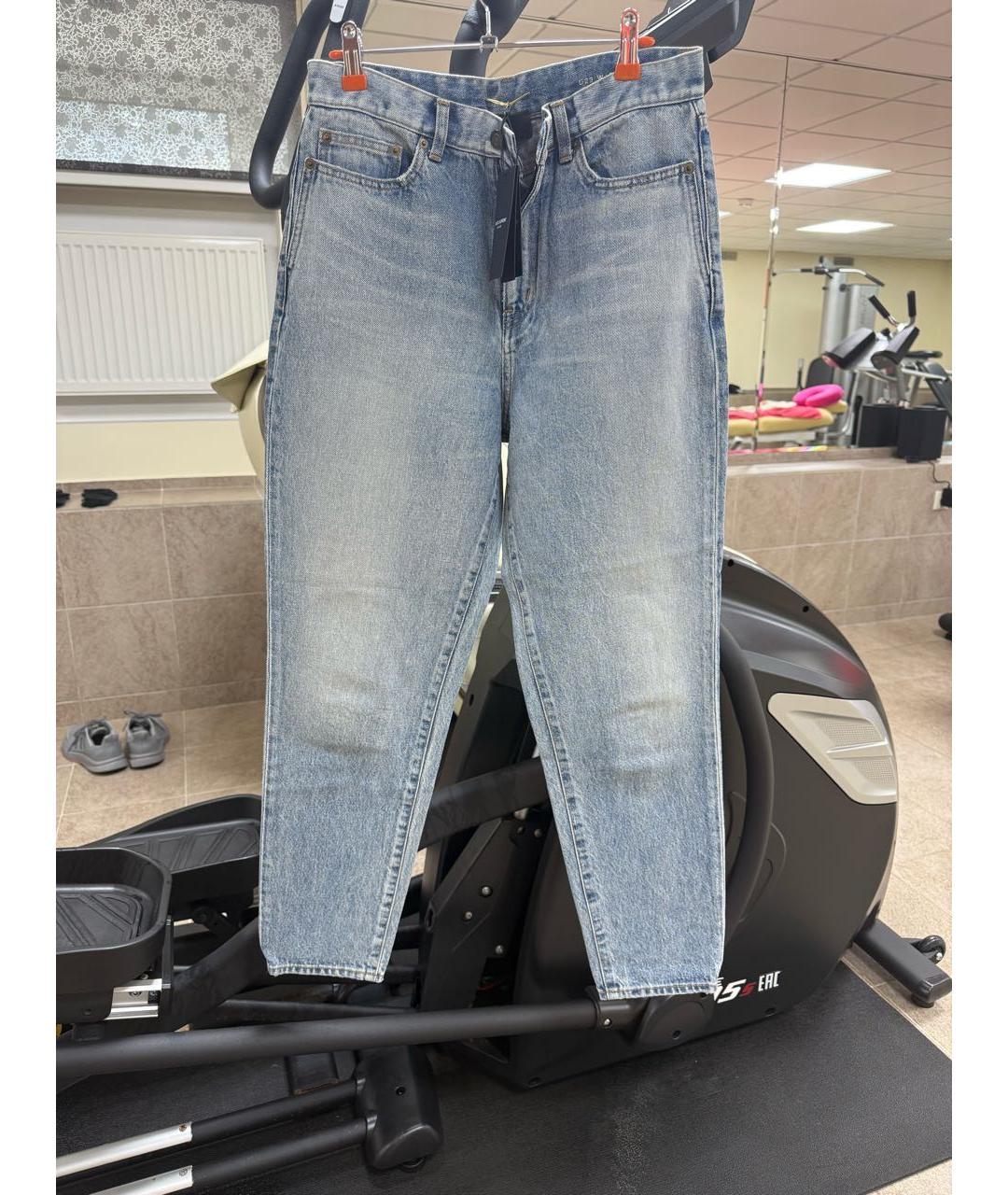 SAINT LAURENT Голубые хлопковые прямые джинсы, фото 8