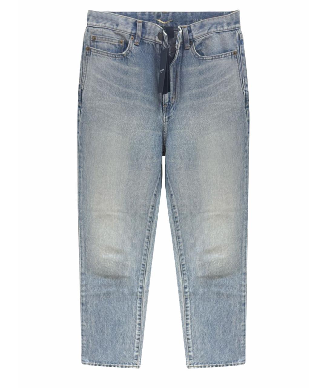 SAINT LAURENT Голубые хлопковые прямые джинсы, фото 1