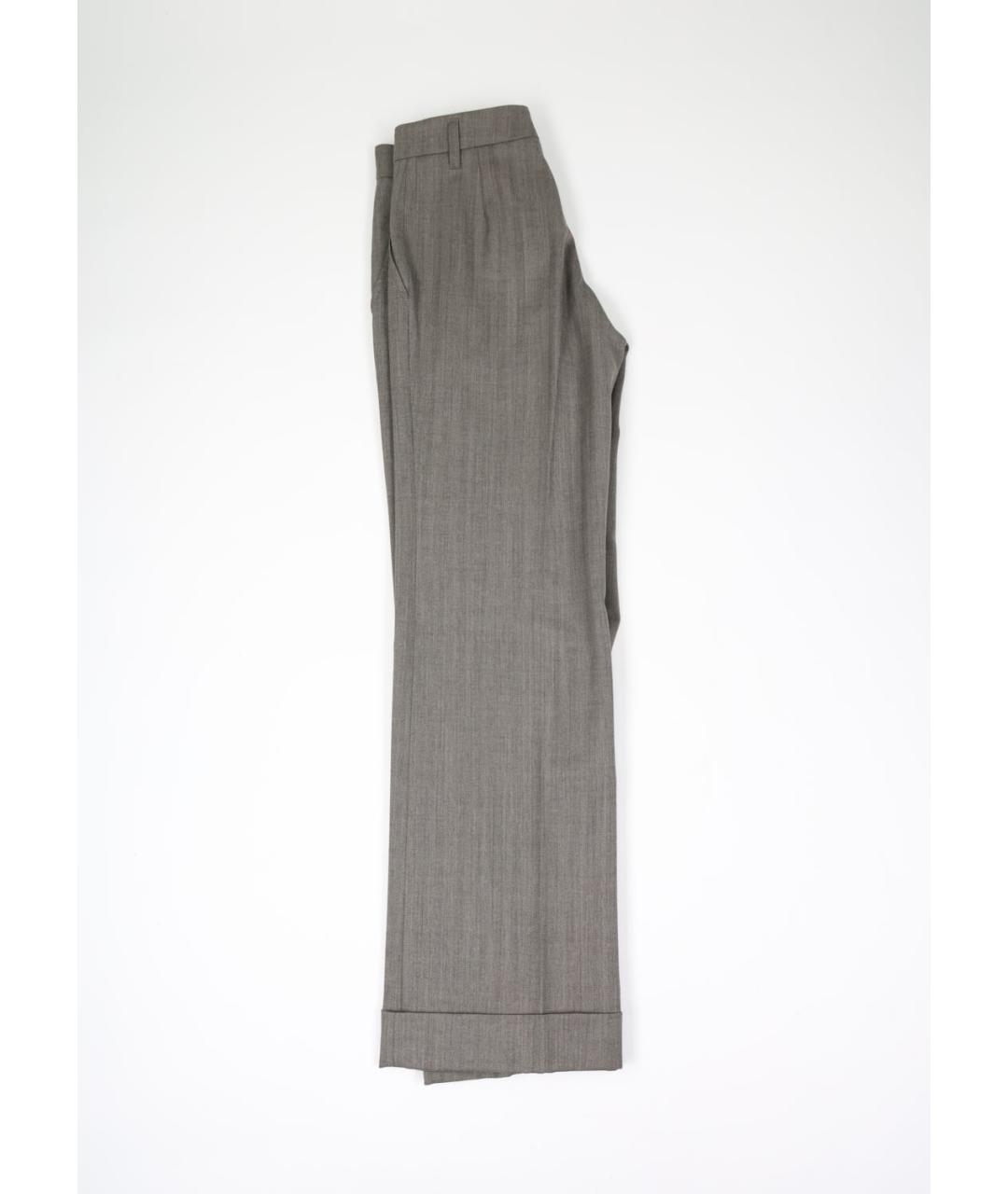 BRUNELLO CUCINELLI Серые шерстяные брюки широкие, фото 3