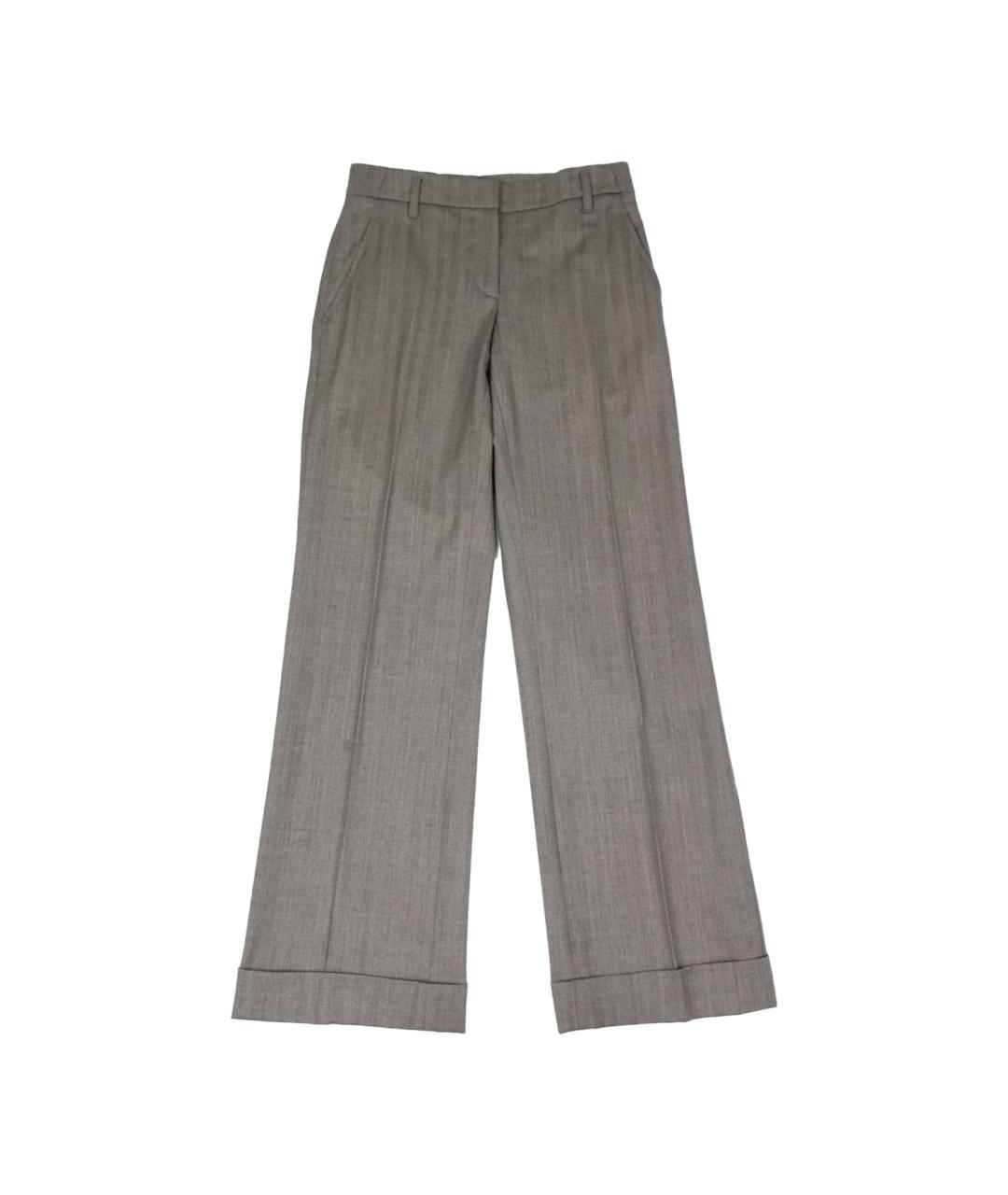 BRUNELLO CUCINELLI Серые шерстяные брюки широкие, фото 1
