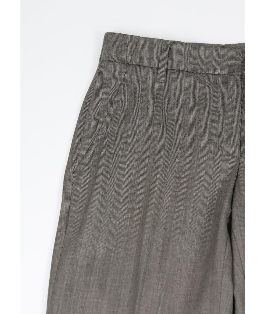 BRUNELLO CUCINELLI Серые шерстяные брюки широкие, фото 6