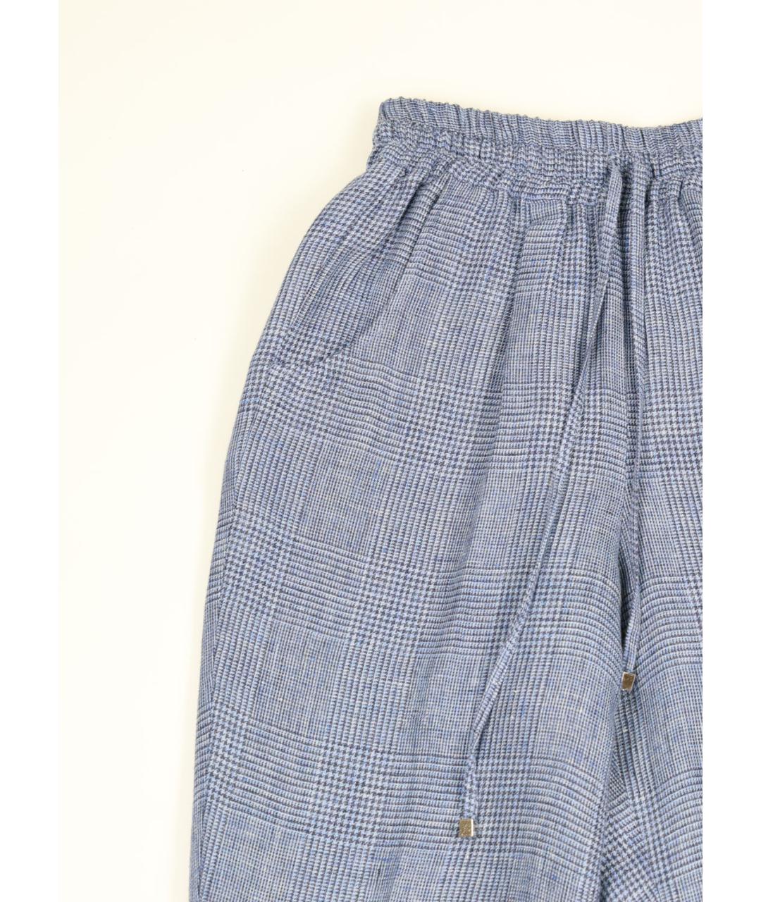 KITON Голубые льняные прямые брюки, фото 6