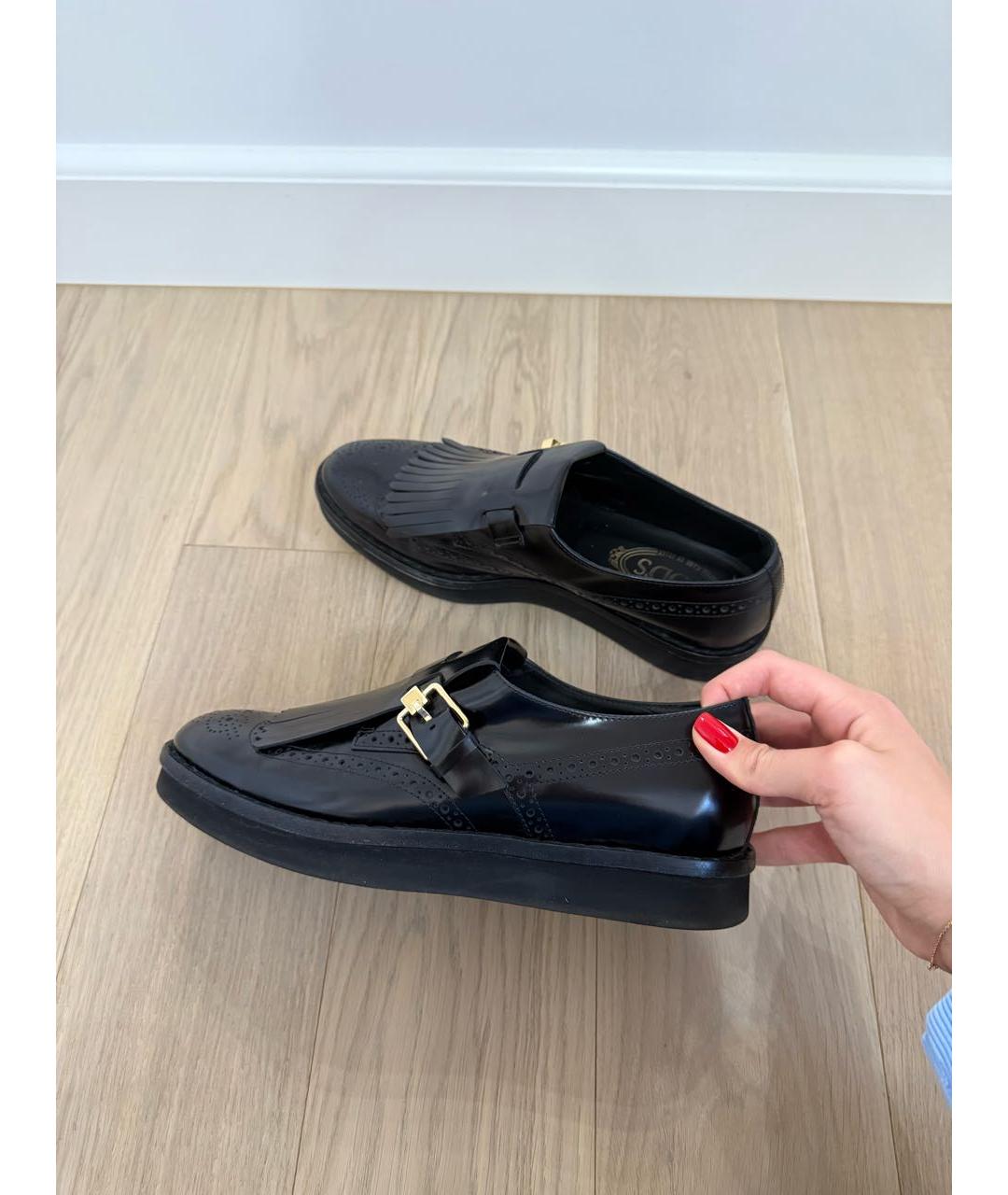 TOD'S Черные кожаные лоферы, фото 3