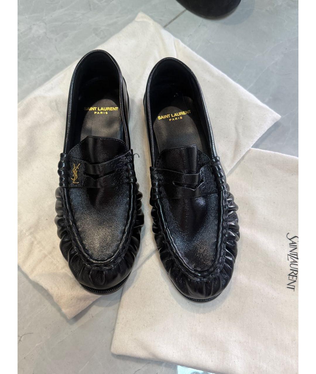 SAINT LAURENT Черные кожаные лоферы, фото 2