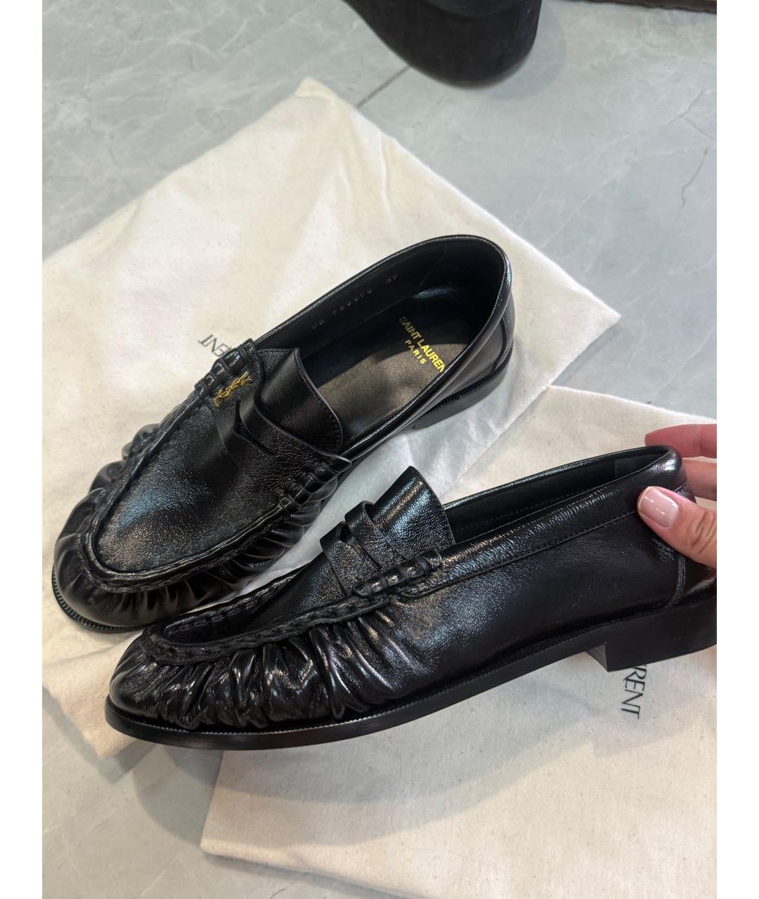 SAINT LAURENT Черные кожаные лоферы, фото 4