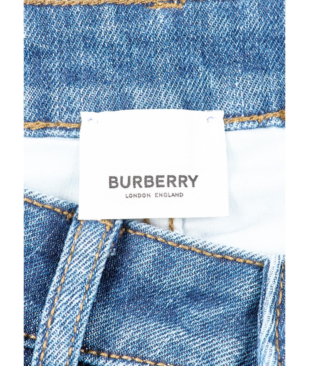 BURBERRY Синие хлопко-эластановые джинсы слим, фото 4