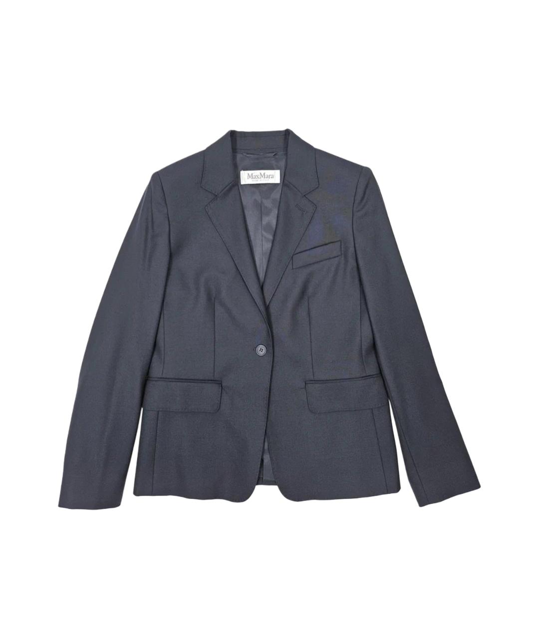 MAX MARA Синий шерстяной жакет/пиджак, фото 1