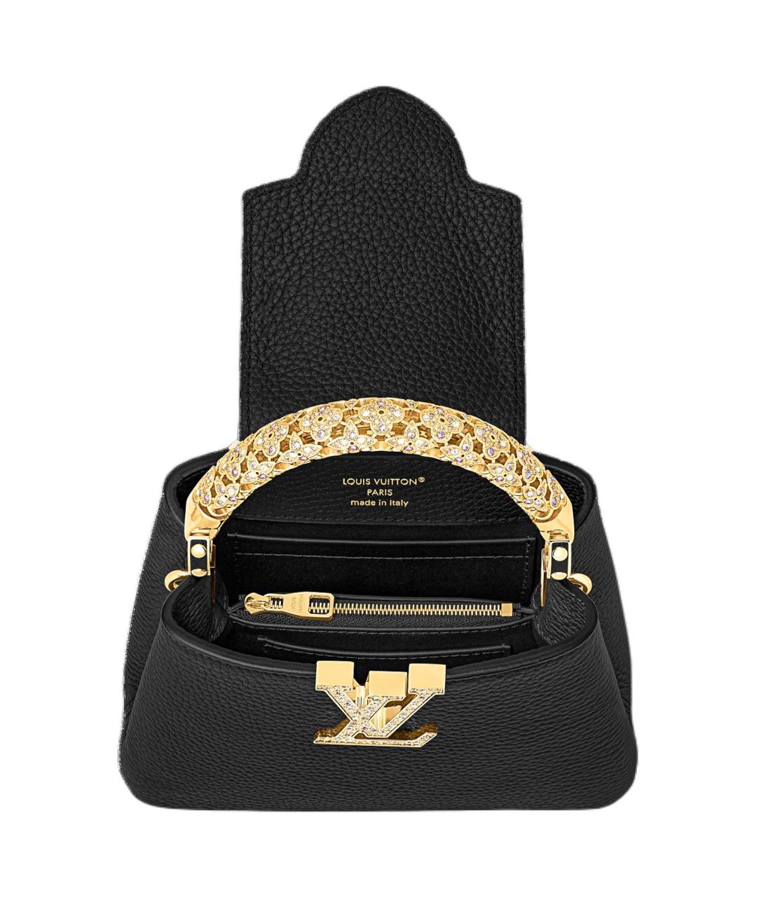 LOUIS VUITTON Черная кожаная сумка через плечо, фото 4