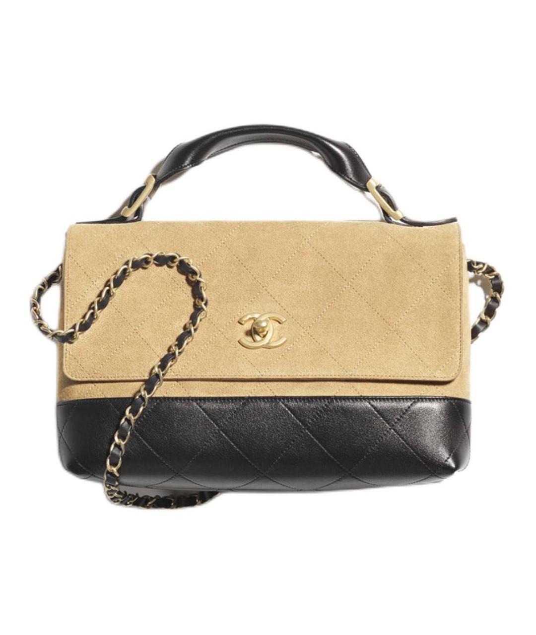 CHANEL Бежевая замшевая сумка через плечо, фото 1