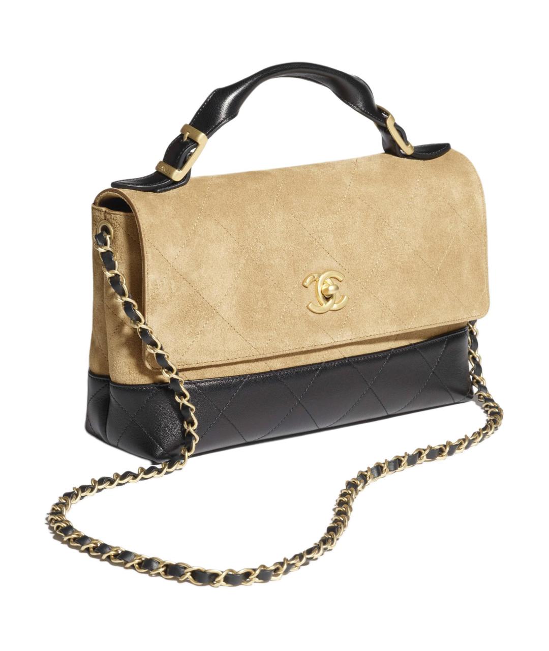 CHANEL Бежевая замшевая сумка через плечо, фото 2