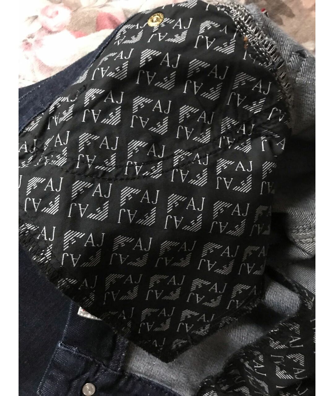 ARMANI JEANS Темно-синяя хлопко-эластановая юбка миди, фото 7