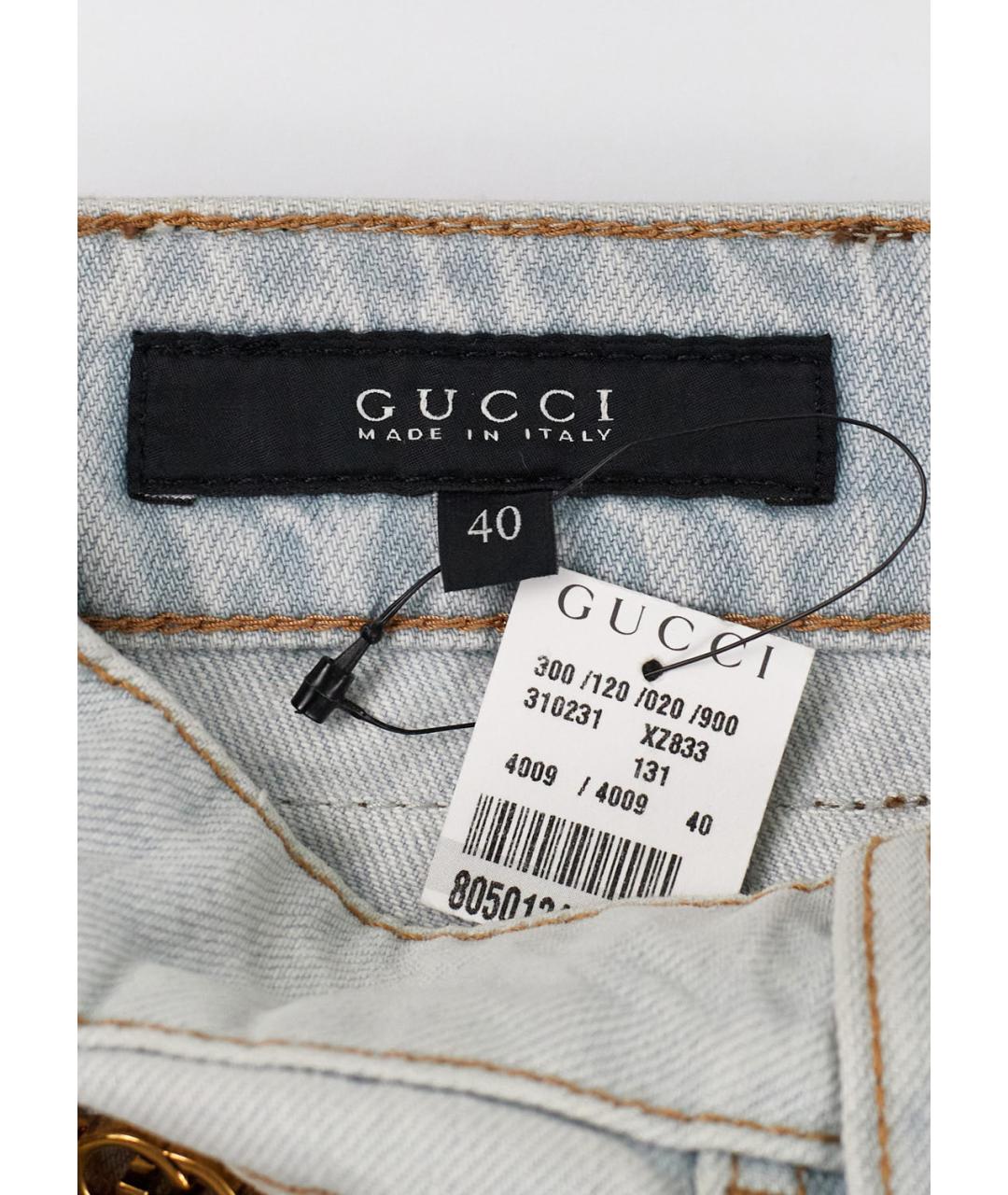 GUCCI Голубые хлопковые джинсы клеш, фото 4