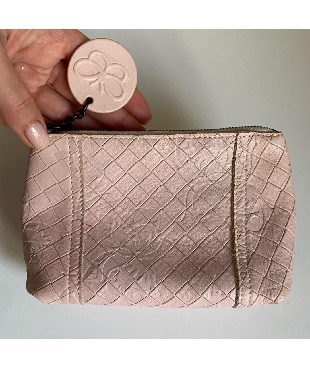 BOTTEGA VENETA Розовая кожаная косметичка, фото 4