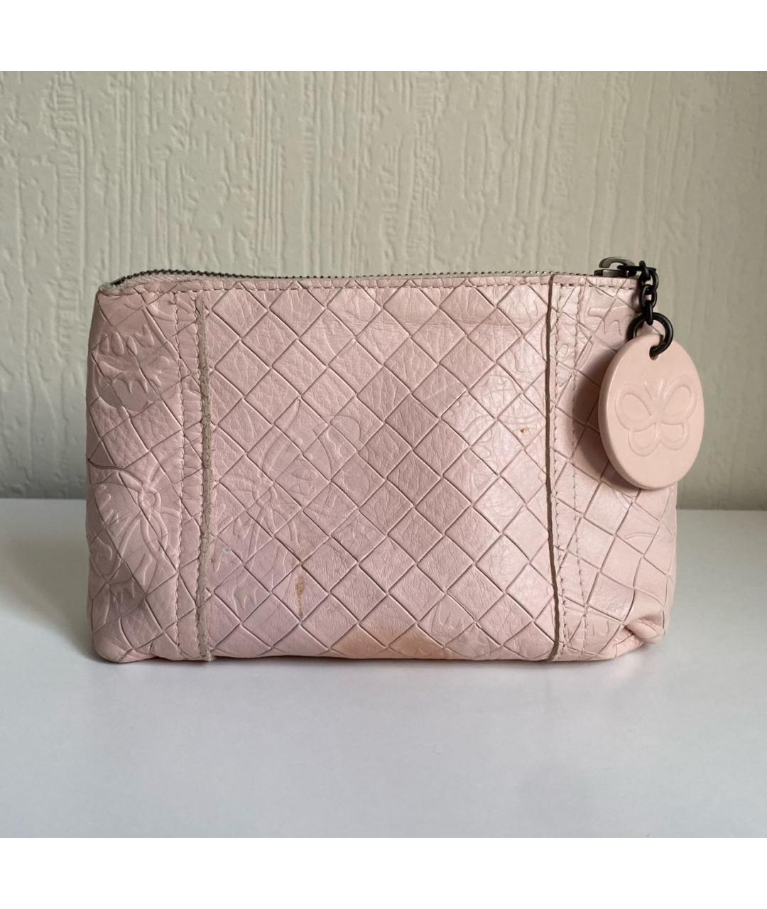 BOTTEGA VENETA Розовая кожаная косметичка, фото 8