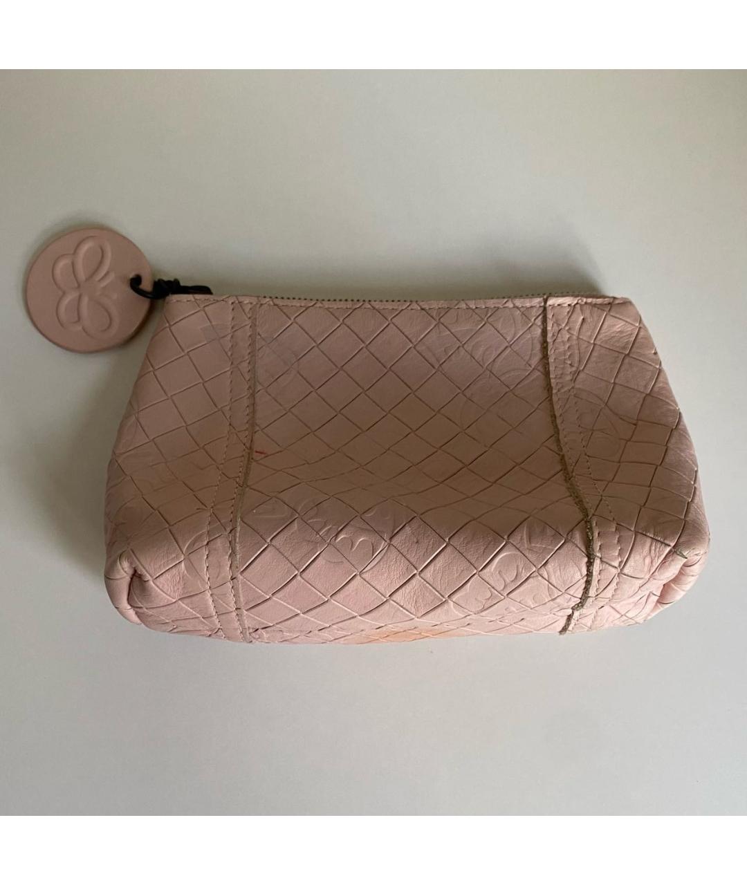 BOTTEGA VENETA Розовая кожаная косметичка, фото 3