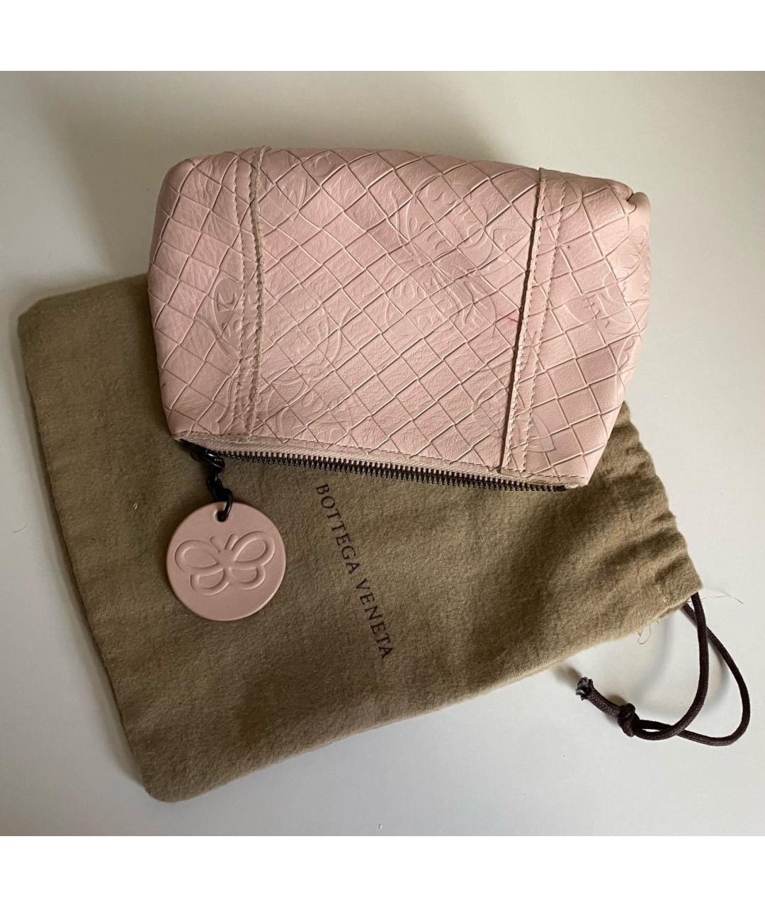 BOTTEGA VENETA Розовая кожаная косметичка, фото 2