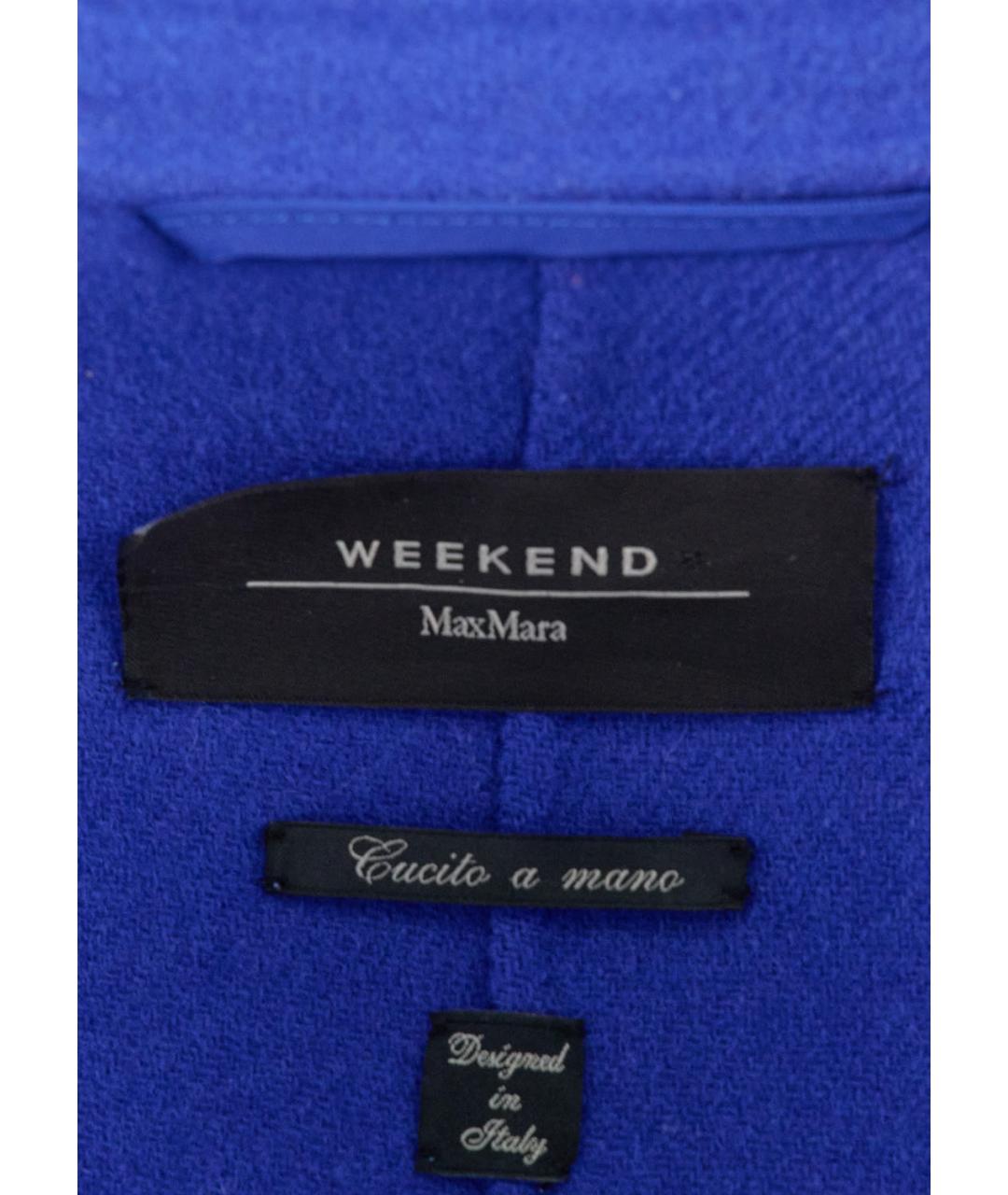WEEKEND MAX MARA Синее шерстяное пальто, фото 3