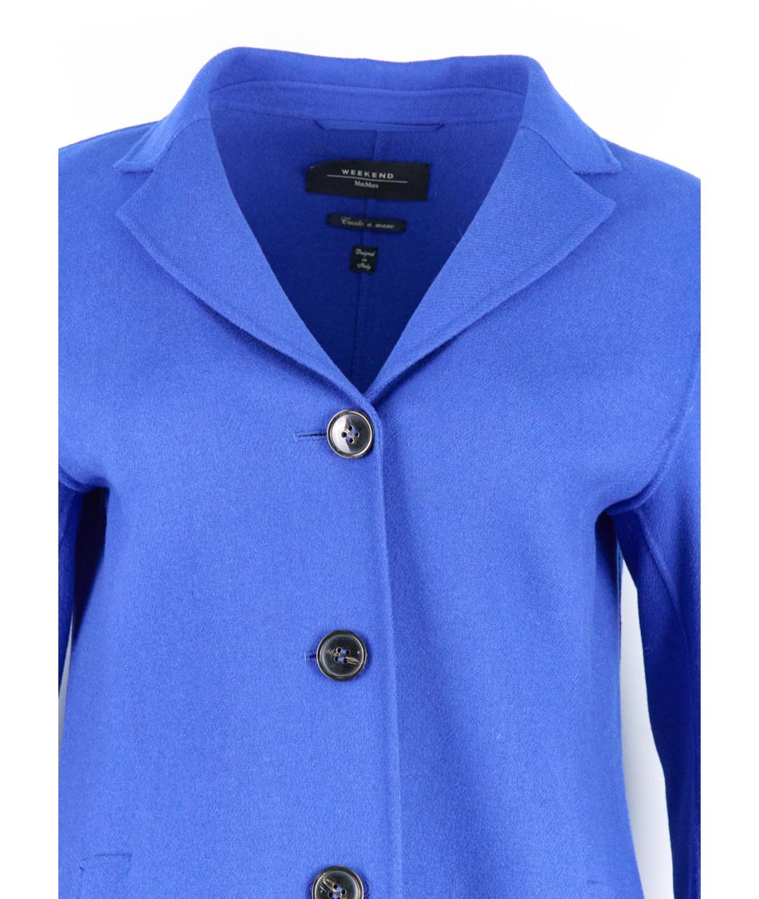 WEEKEND MAX MARA Синее шерстяное пальто, фото 4