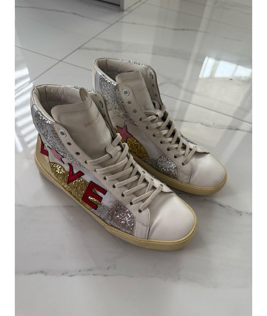 SAINT LAURENT Белые кожаные кеды, фото 2