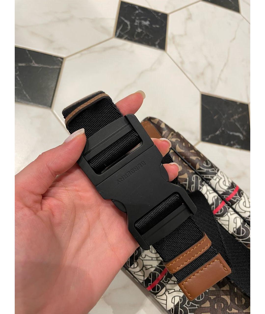 BURBERRY Коричневая кожаная поясная сумка, фото 4
