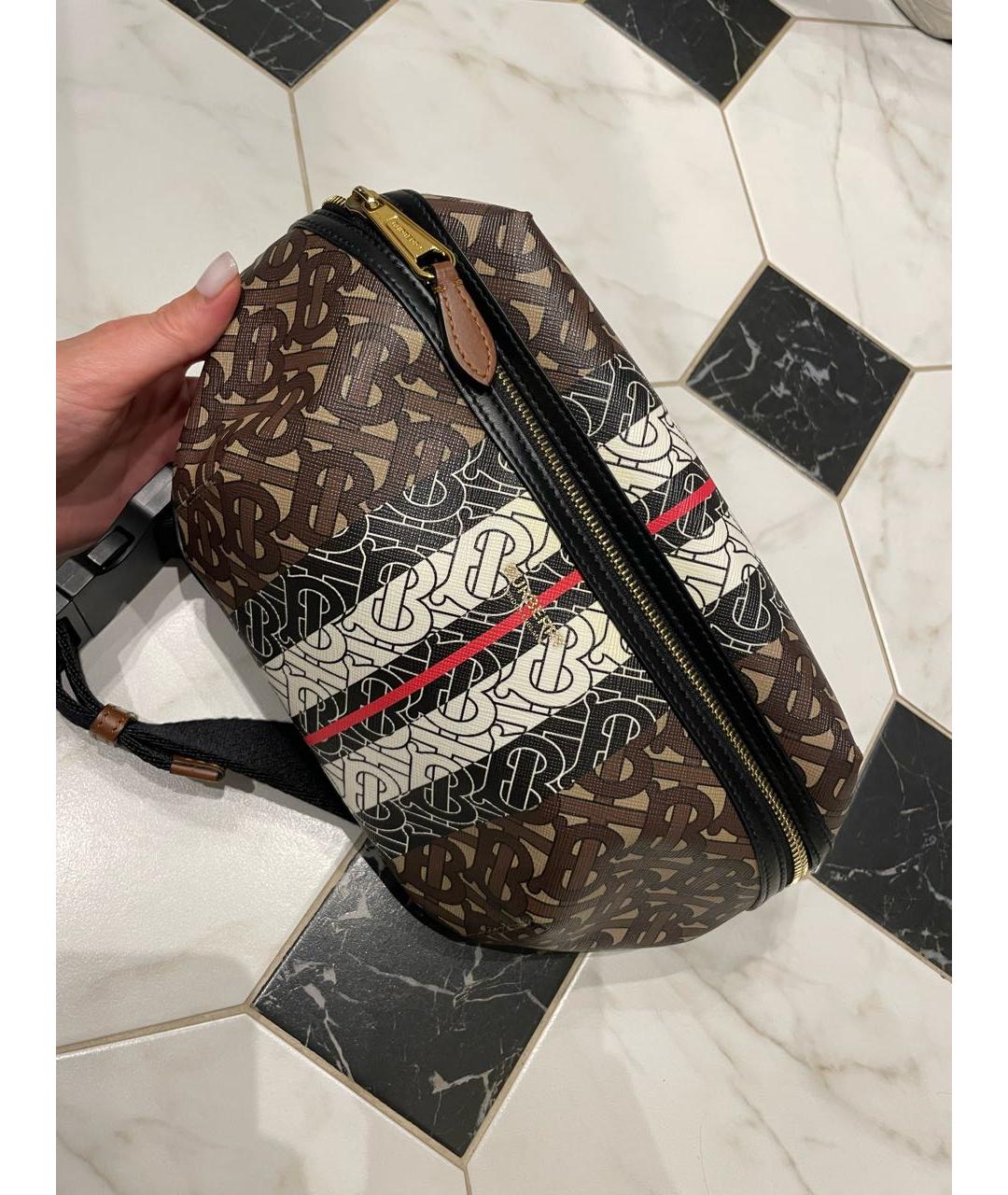 BURBERRY Коричневая кожаная поясная сумка, фото 5