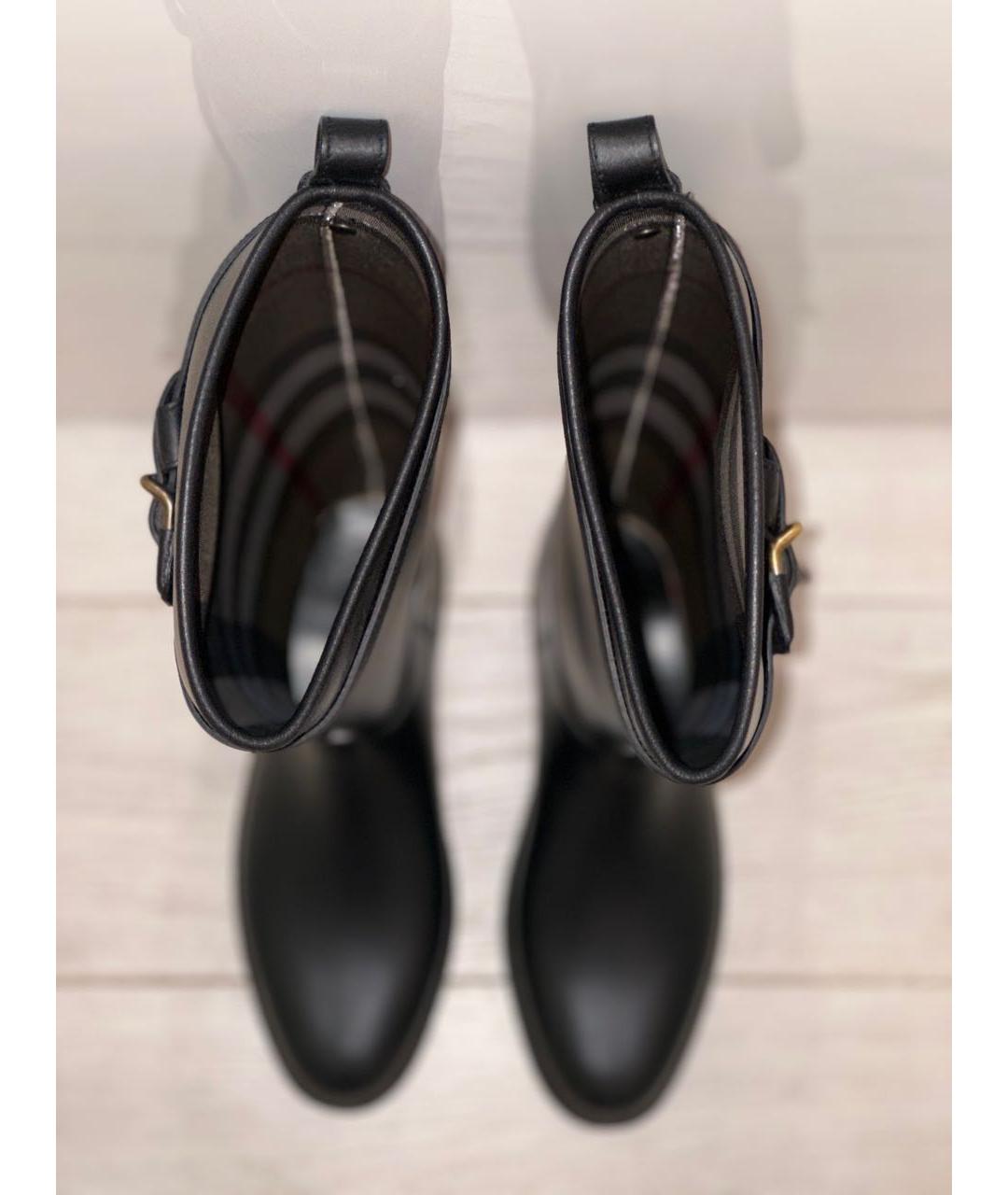 BURBERRY Черные резиновые сапоги, фото 3