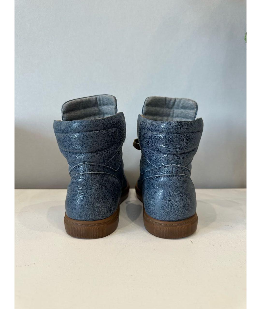 BRUNELLO CUCINELLI Темно-синие ботинки из лакированной кожи, фото 4