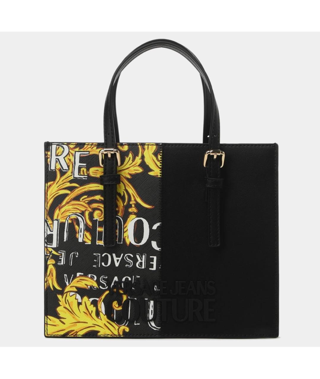 VERSACE JEANS COUTURE Черная сумка тоут из искусственной кожи, фото 5