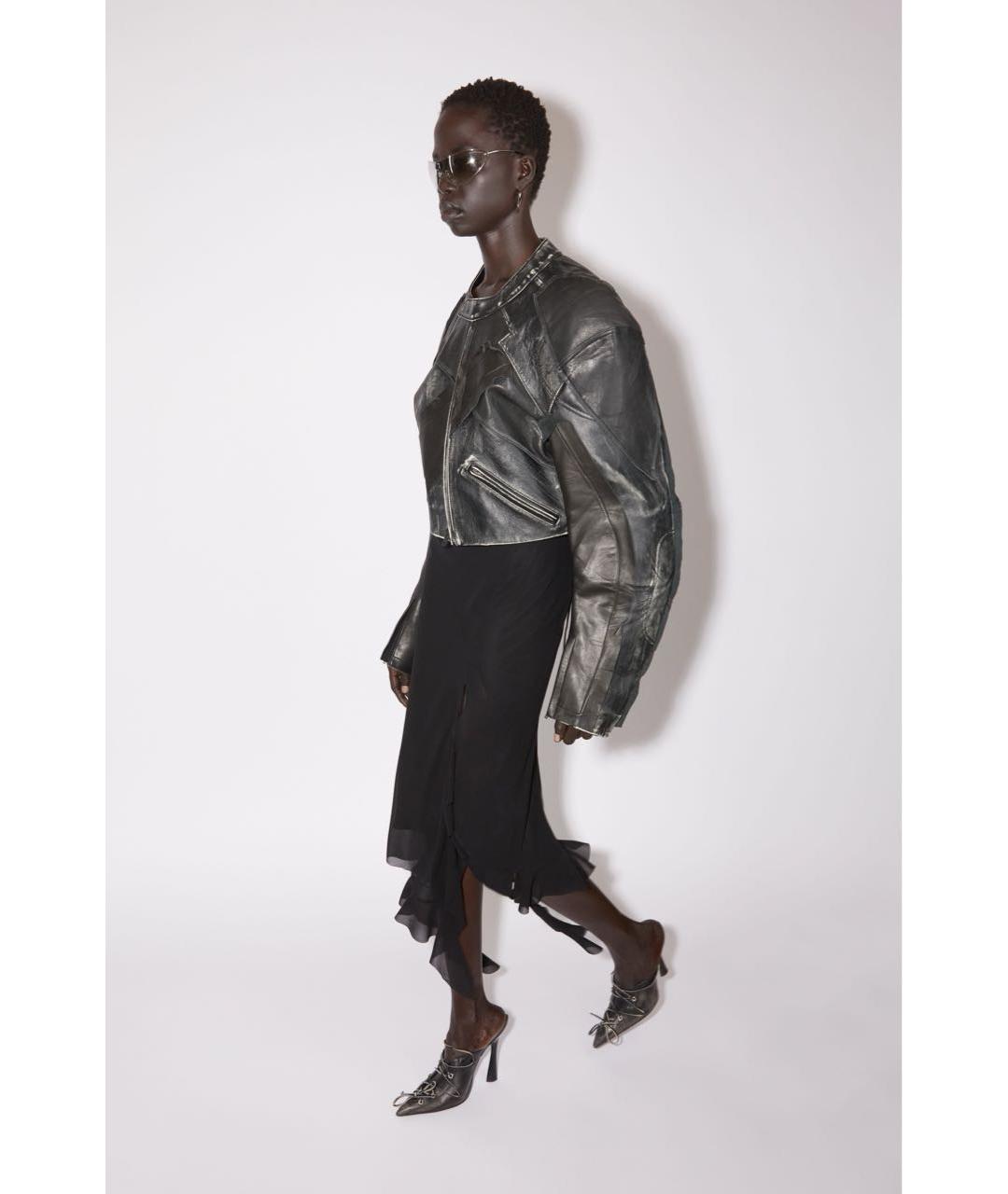 ACNE STUDIOS Антрацитовая кожаная куртка, фото 4