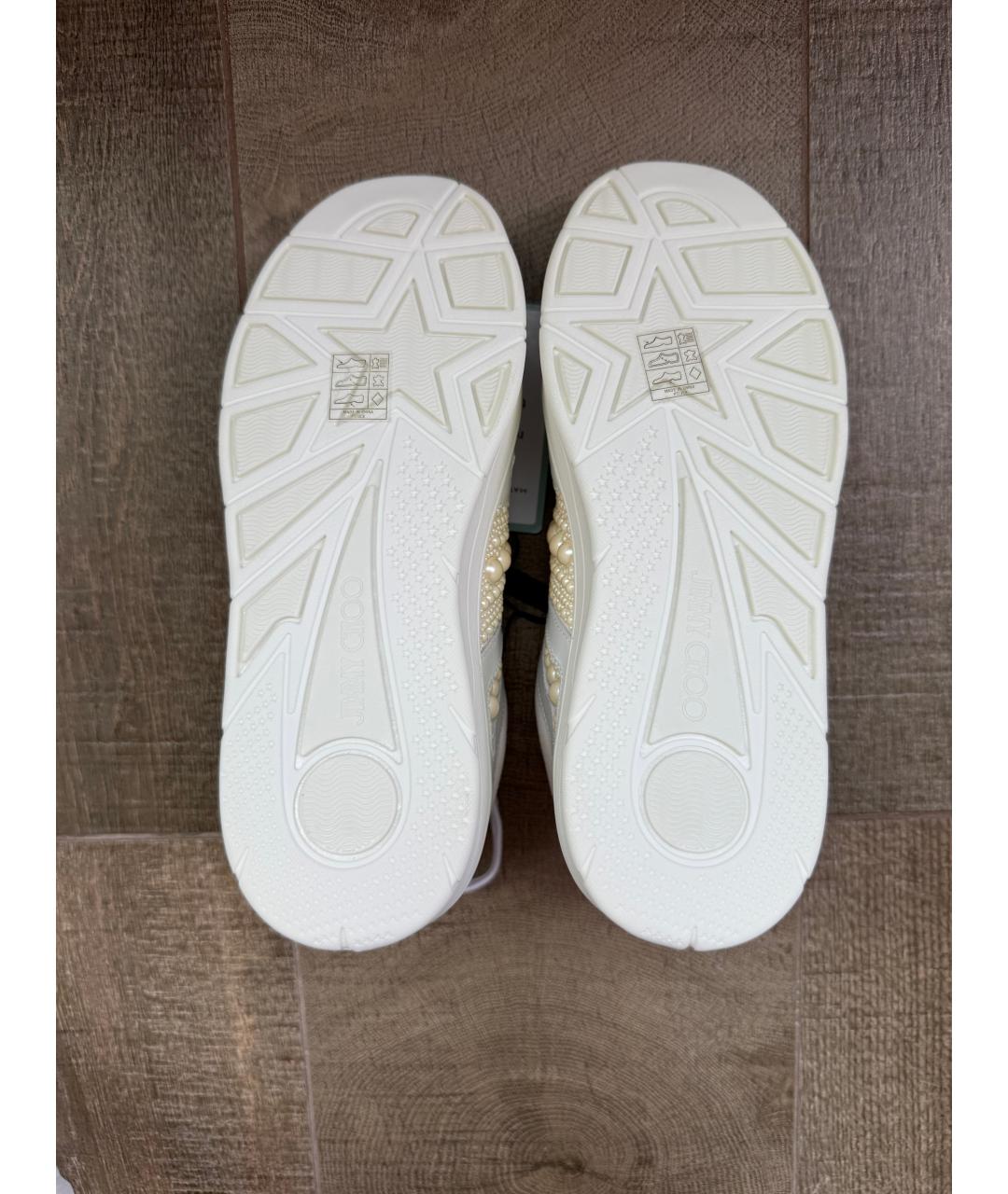 JIMMY CHOO Белые кожаные кроссовки, фото 5