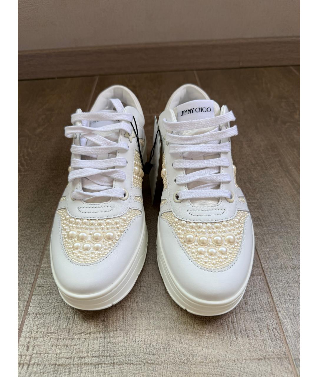 JIMMY CHOO Белые кожаные кроссовки, фото 2