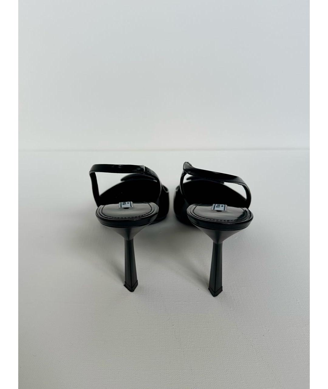 PRADA Черные кожаные лодочки на низком каблуке, фото 4