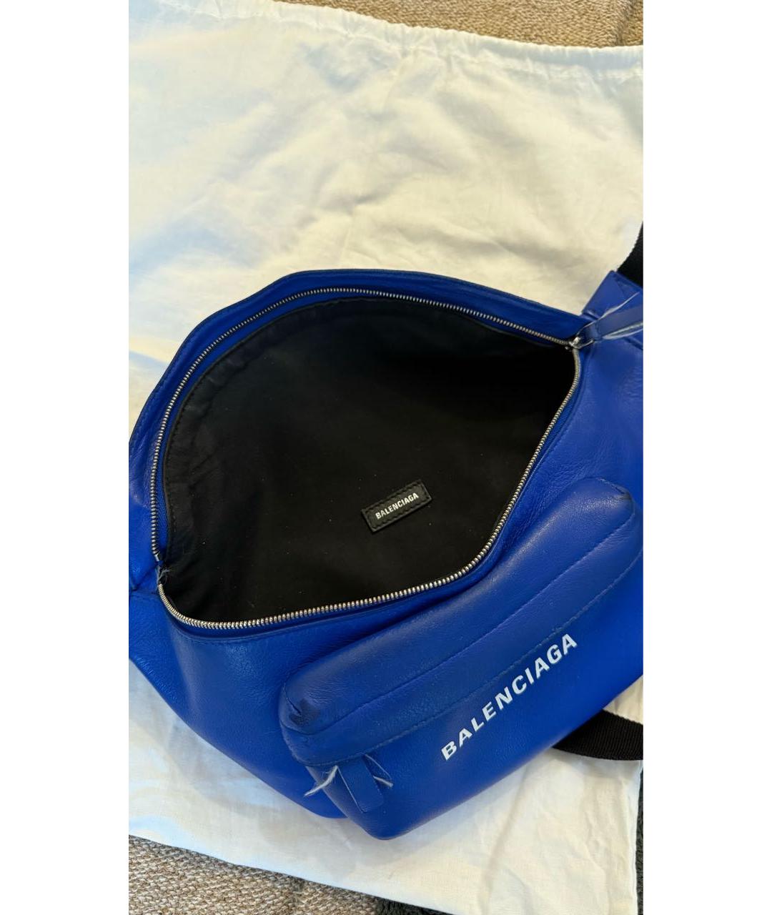 BALENCIAGA Синяя кожаная поясная сумка, фото 4