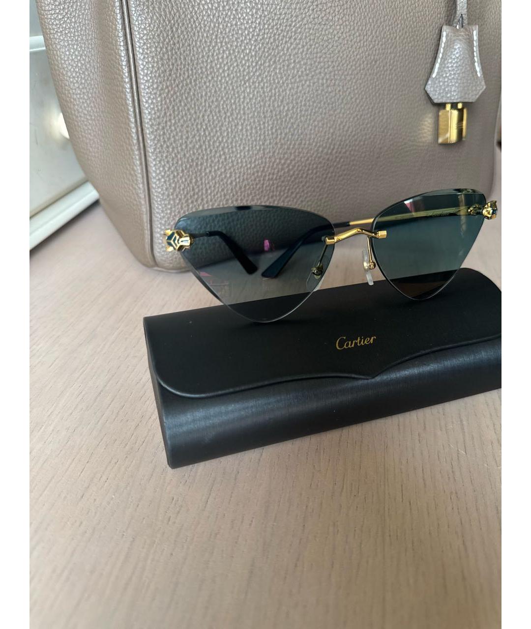 CARTIER Синие металлические солнцезащитные очки, фото 3