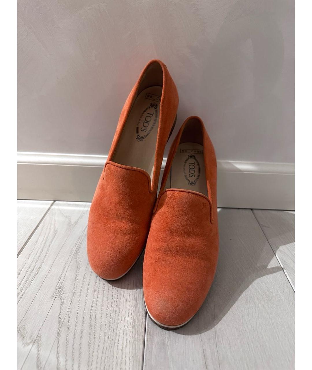 TOD'S Оранжевое замшевые лоферы, фото 3
