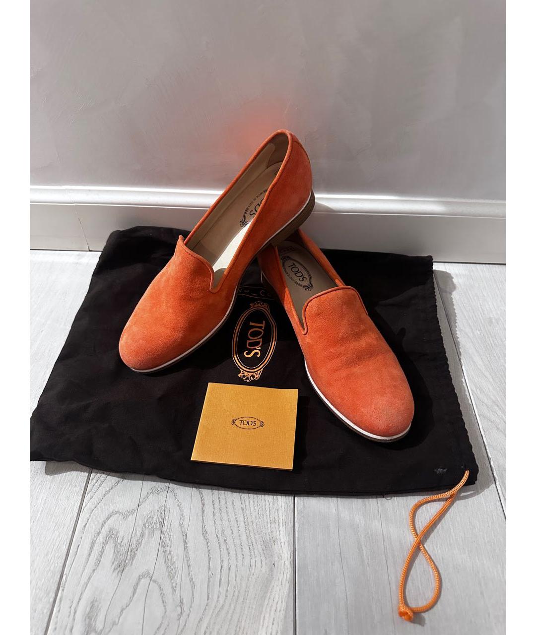 TOD'S Оранжевое замшевые лоферы, фото 2