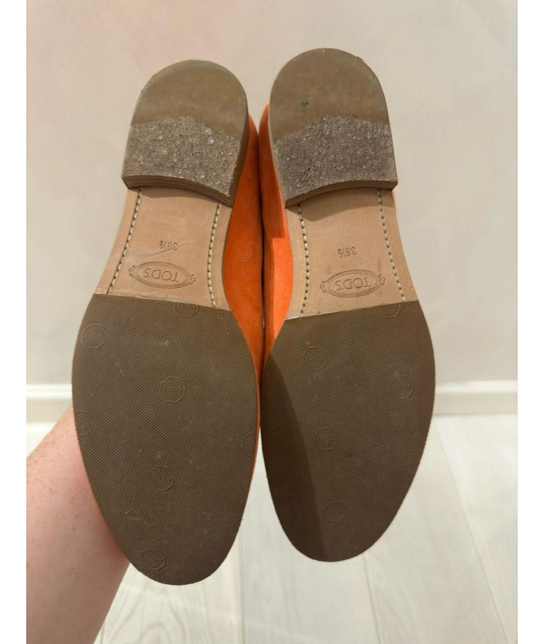 TOD'S Оранжевое замшевые лоферы, фото 4