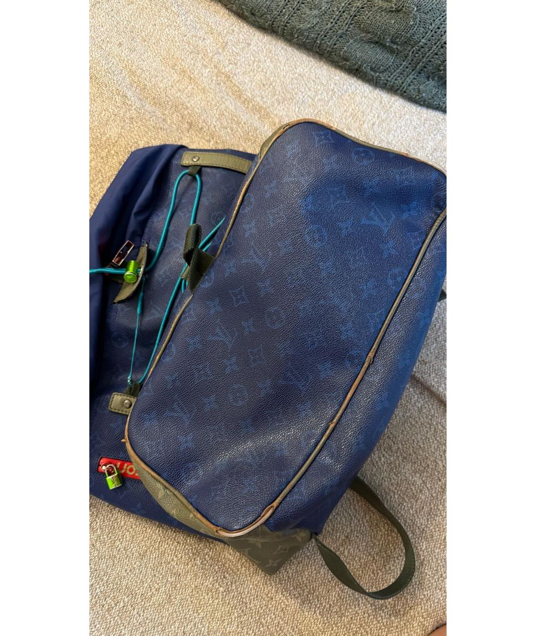 LOUIS VUITTON Синий кожаный рюкзак, фото 4