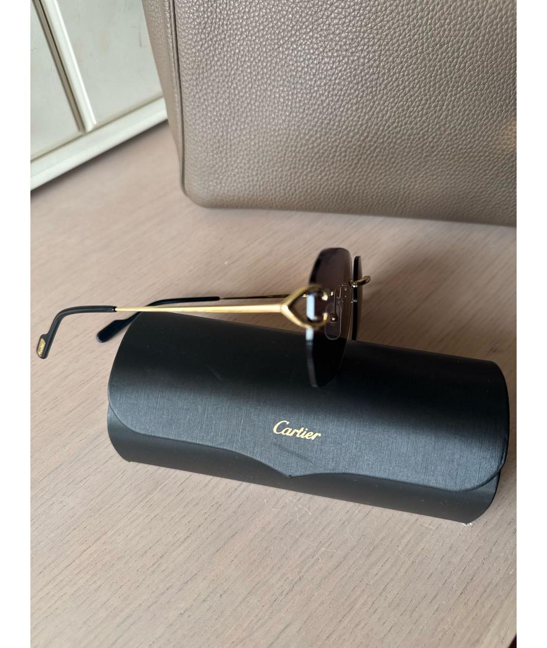 CARTIER Черные металлические солнцезащитные очки, фото 2