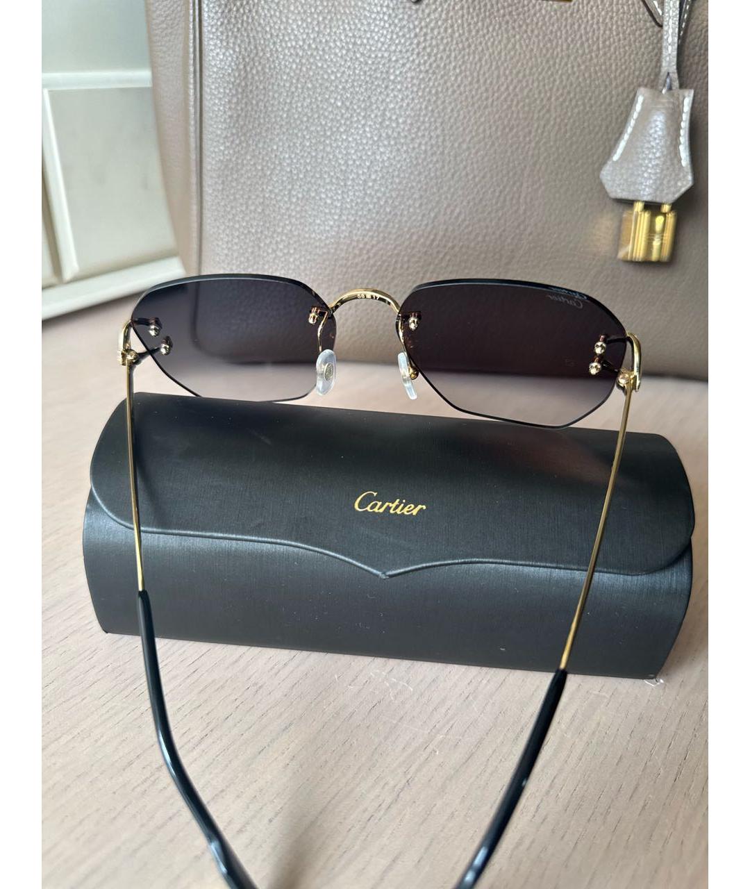 CARTIER Черные металлические солнцезащитные очки, фото 4