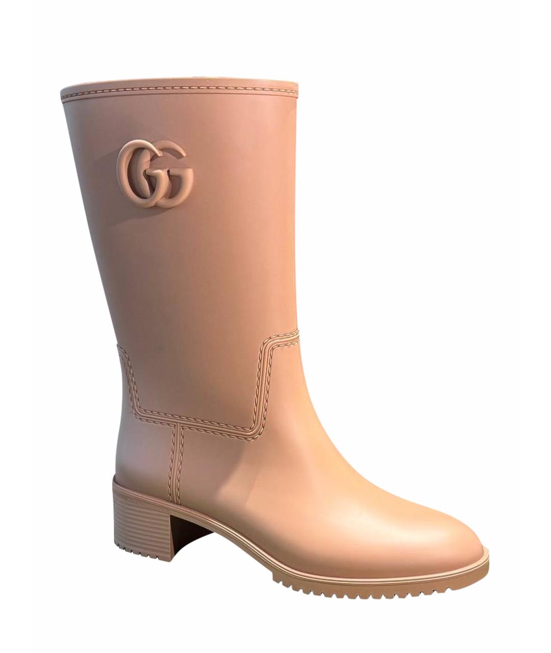 GUCCI Бежевые резиновые сапоги, фото 1