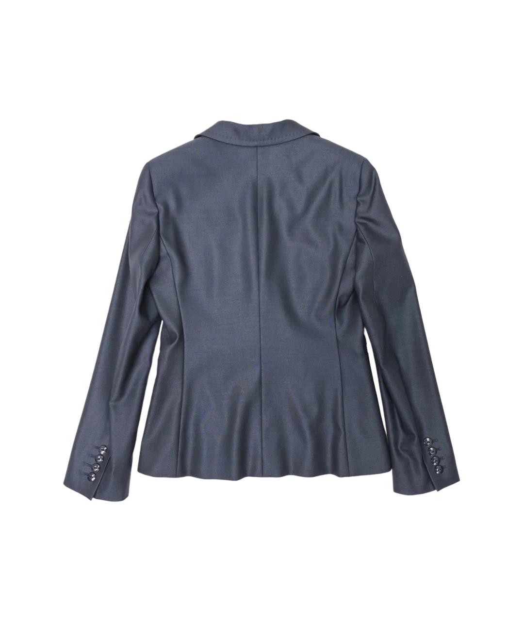 MAX MARA Темно-синий шерстяной жакет/пиджак, фото 2