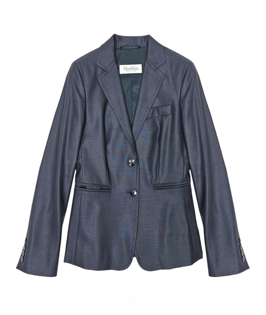 MAX MARA Темно-синий шерстяной жакет/пиджак, фото 1