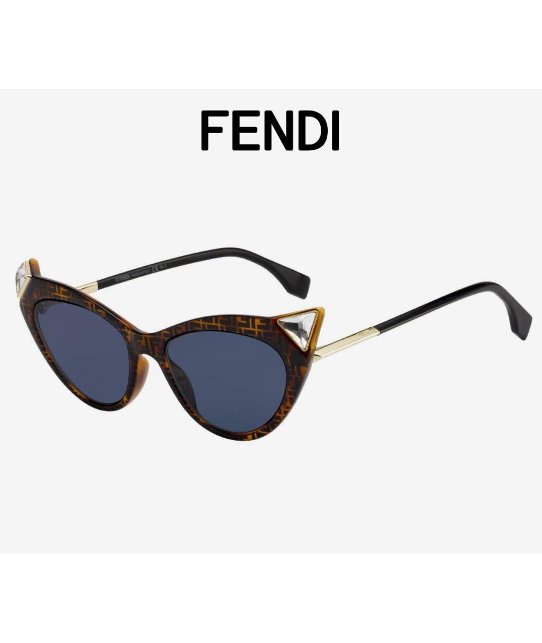 FENDI Коричневые солнцезащитные очки, фото 2