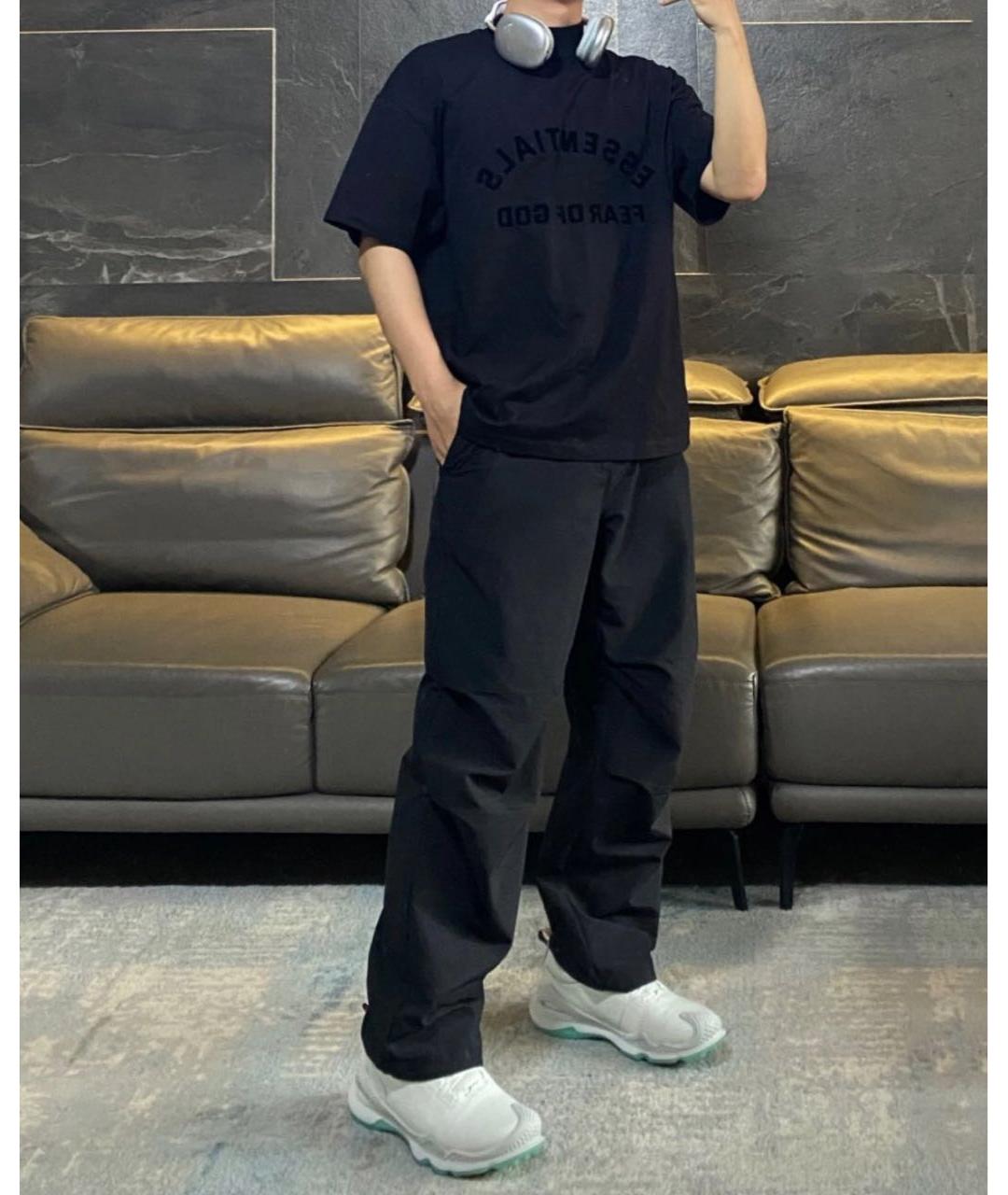 FEAR OF GOD ESSENTIALS Черная хлопковая футболка, фото 4