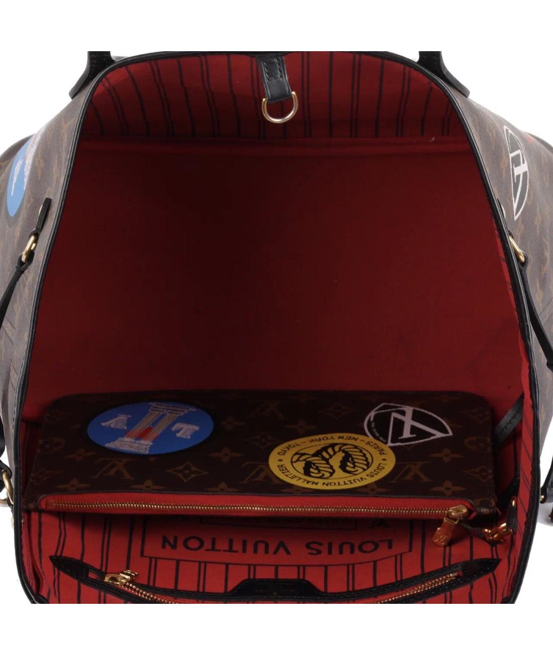 LOUIS VUITTON Коричневая кожаная сумка тоут, фото 7