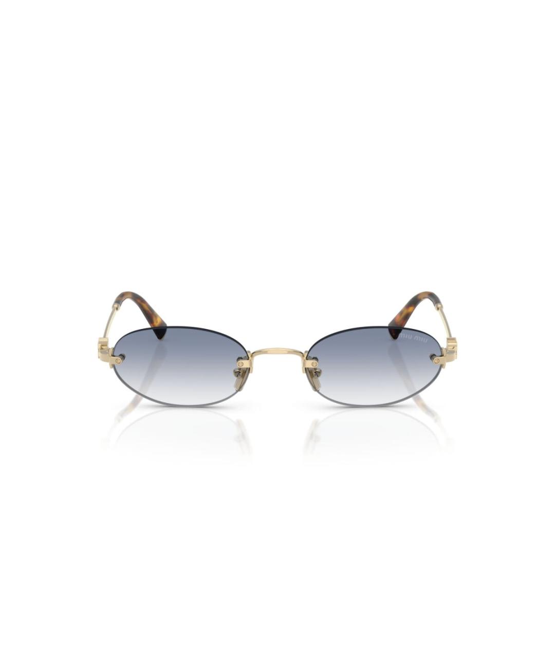MIU MIU Голубые металлические солнцезащитные очки, фото 4