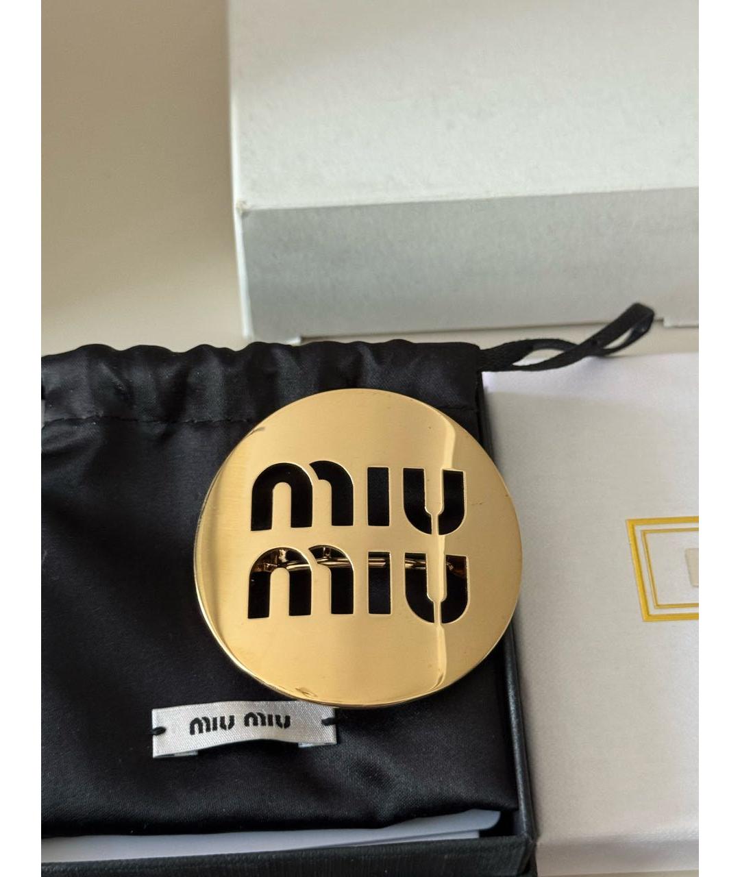 MIU MIU Золотая заколка, фото 2